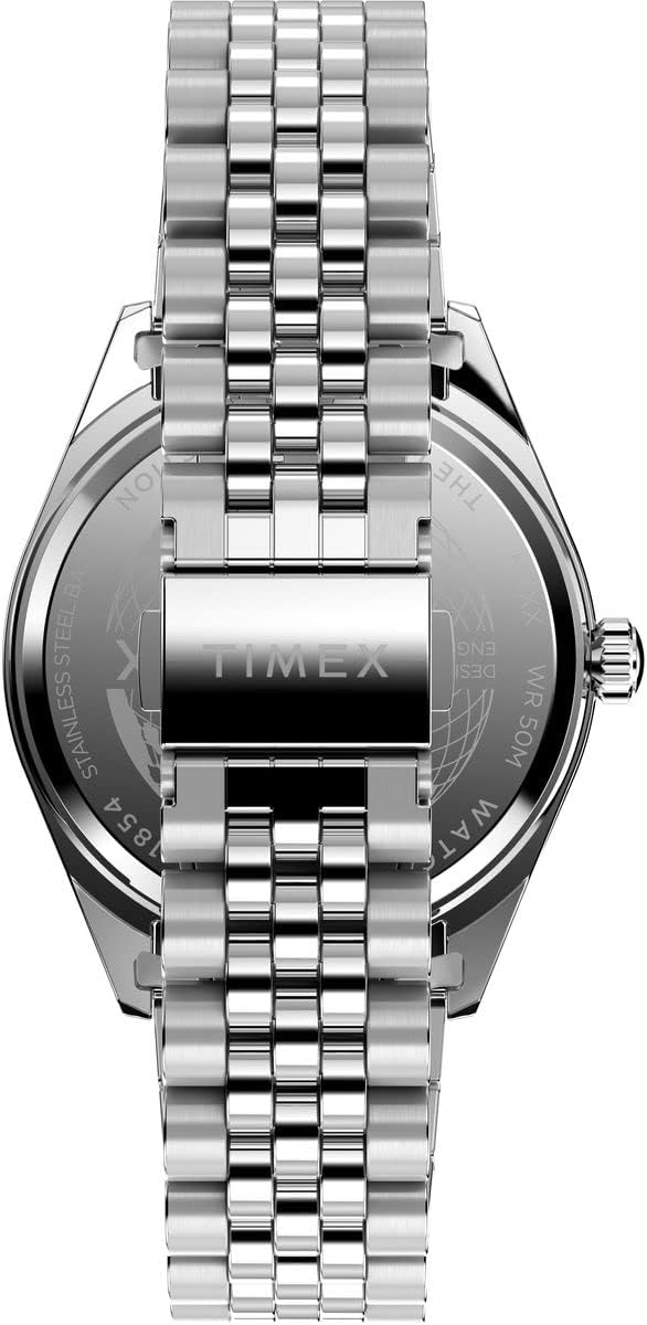 Detalle de Timex Legacy Herrenuhr mit 41-mm-Edelstahlgehäuse und schwarzem Zifferblatt