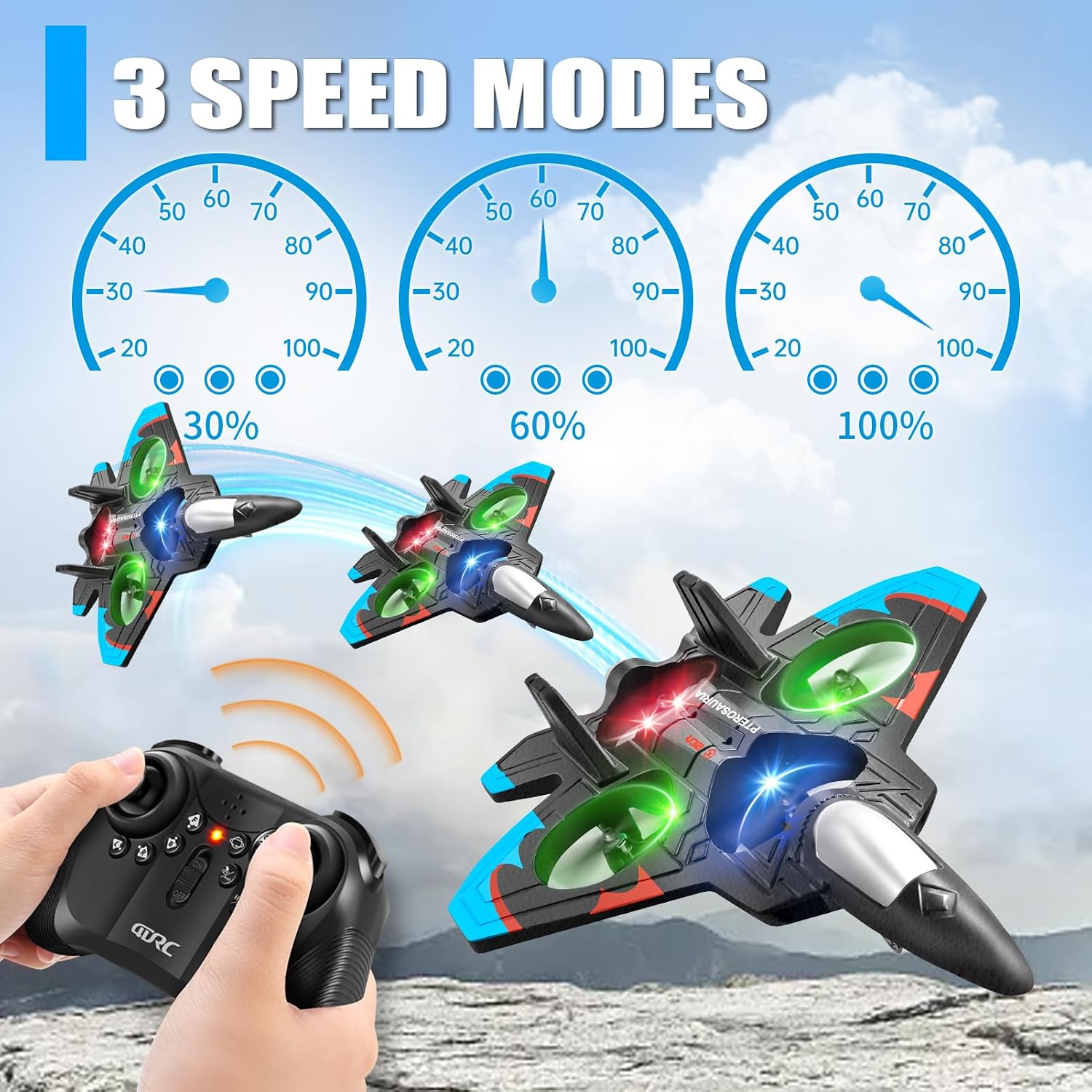 Detalle de 4DRC V32 Foam RC Airplane with LED Lights, 360° Flips and Stunt Rolls