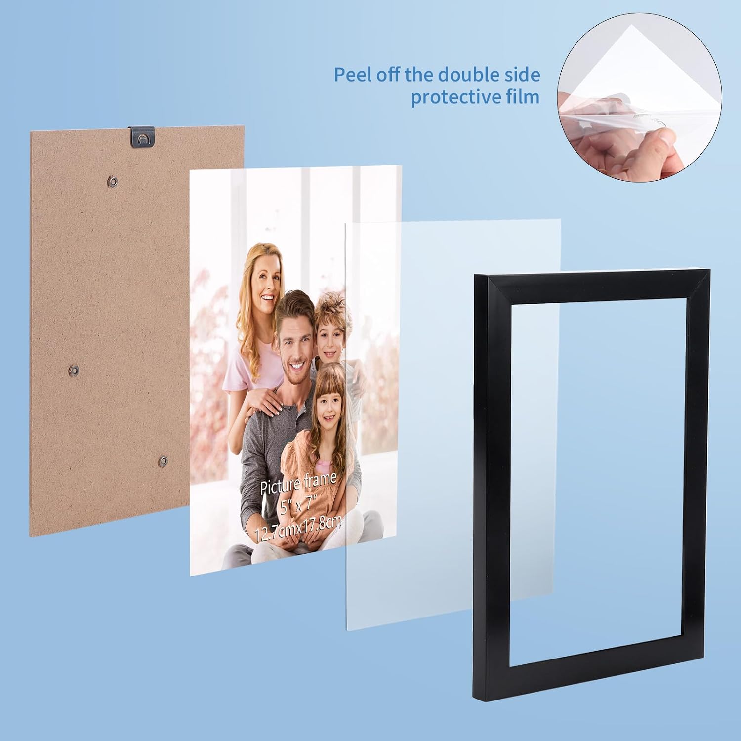 Detalle de Hoikwo Multi 8x6 Photo Frames Set of 18 (6x8 Black) for Wall Hanging or Tabletop Display