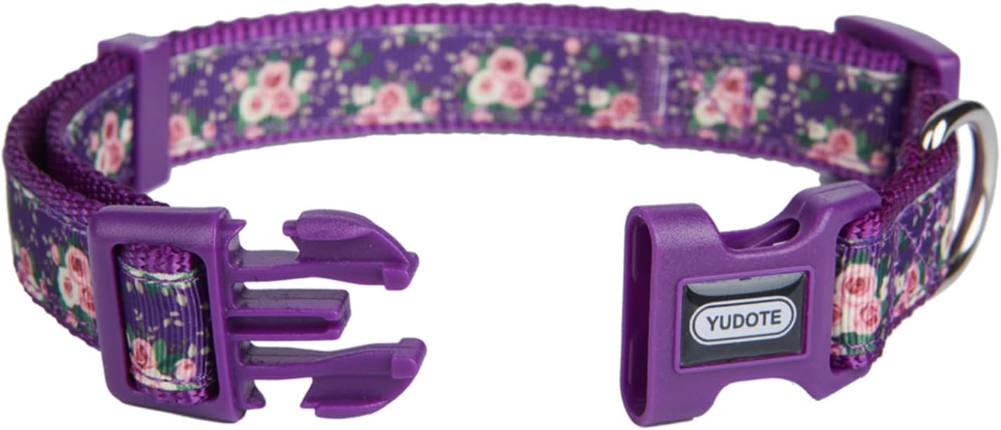 Thumbnail 5 de YUDOTE Floral Dog Collar Large (Purple) – printed flower pattern, neck 40–66cm