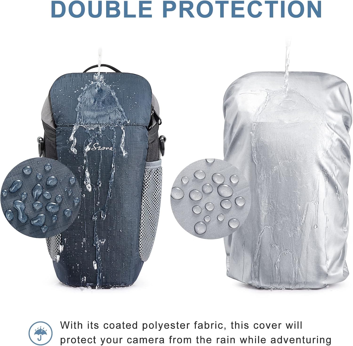 Detalle de S-ZONE sac étanche pour appareil photo DSLR/SLR avec poches et housse anti-intempéries