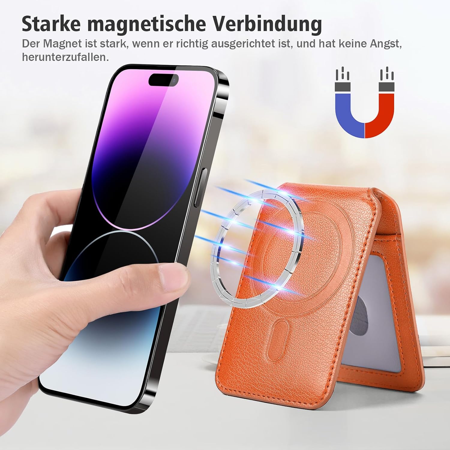Thumbnail 1 de nuoku Leder Wallet für MagSafe – Kartenhalter mit Magnetverschluss, kompatibel mit iPhone 15/14/13/12 Serien