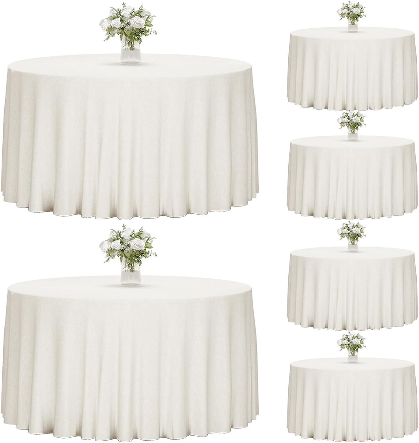 Detalle de Fixwal 6 Pack Ivory 120 Inch Round Tablecloths