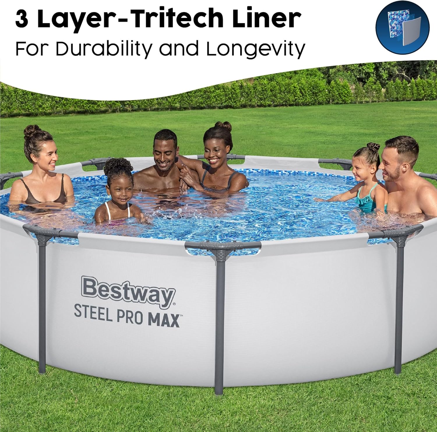 Thumbnail 3 de Bestway Piscine Steel Pro Max 56406 Gris 305 x 76 cm