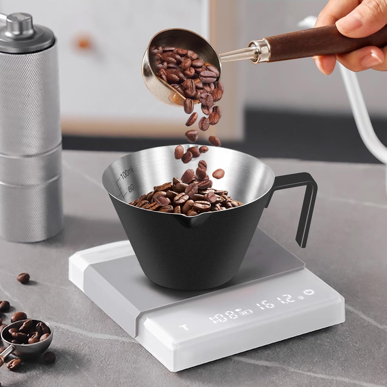 Detalle de Carrottimes 1Pc Stainless Steel Espresso Cup with Dual Scale and Double Spout