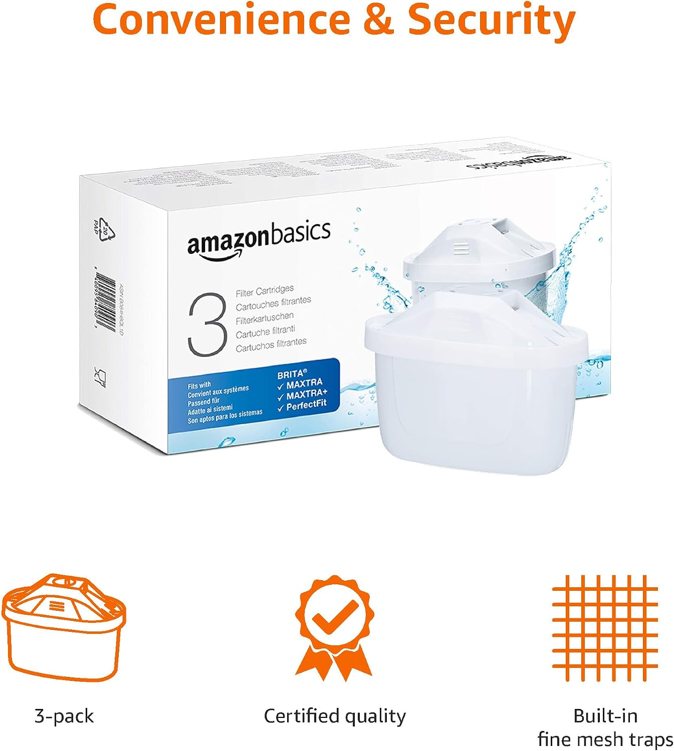 Detalle de Amazon Basics Water Filter Cartridges for BRITA Jugs – 3 Count (Pack of 1)