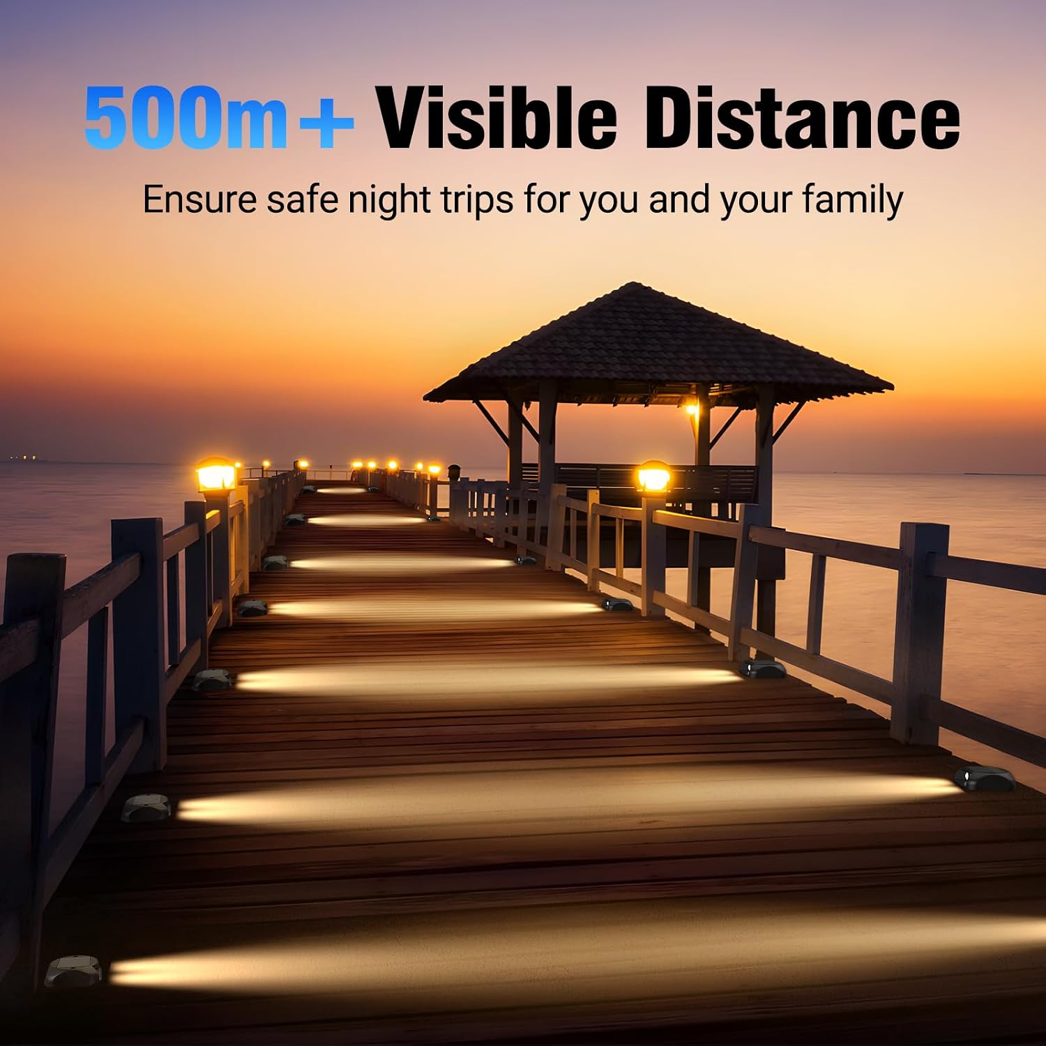 Detalle 2 de Quntis 4 Pezzi Luci Solari da Esterno Calda Bianca – Faretto Segnapasso LED Solare IP65
