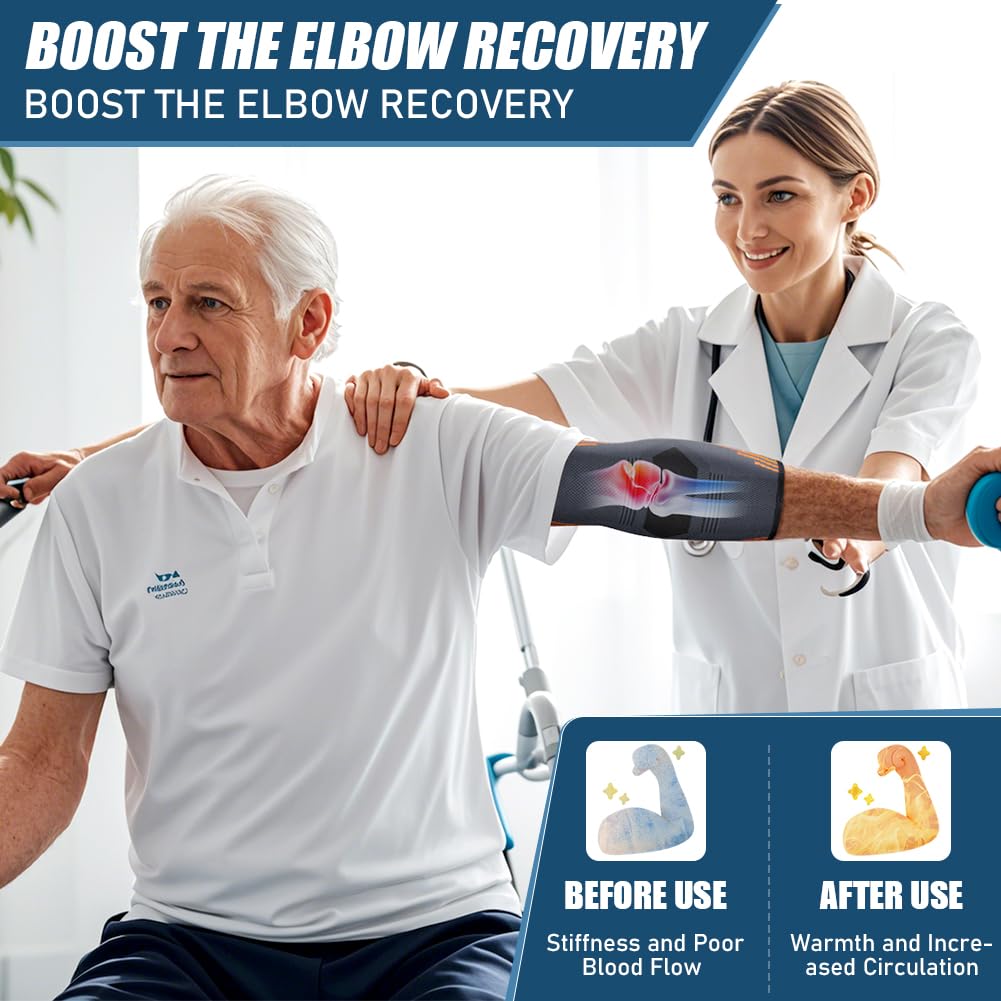 Thumbnail 4 de AOOWU Coudière Tendinite — 2 pièces, attelle de coude respirante et antidérapante pour tennis elbow et tendinite