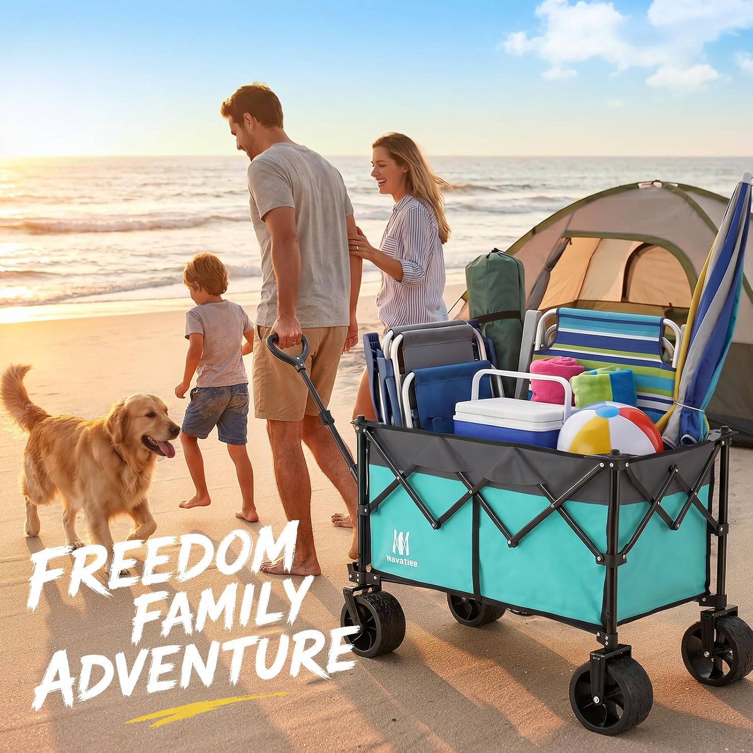 Thumbnail 6 de Navatiee 165L Folding Wagon, 330 lb Capacity, All-Terrain Wheels & Brakes