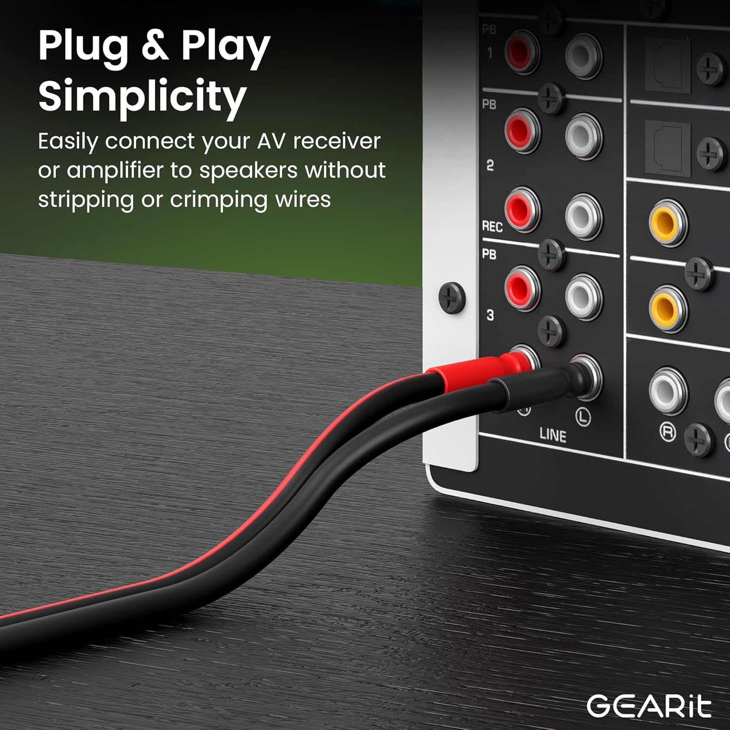 Thumbnail 6 de GEARit 14 Gauge Speaker Cable with Banana Plugs (OFC) — Gold-Plated Tips, Black