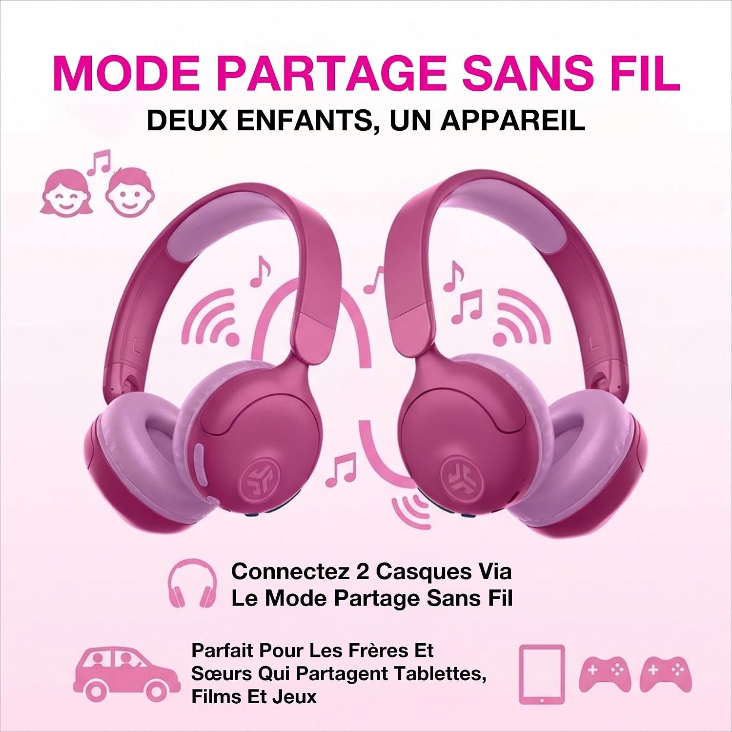 Thumbnail 4 de JLab JBuddies Pop Casque Enfant Rose