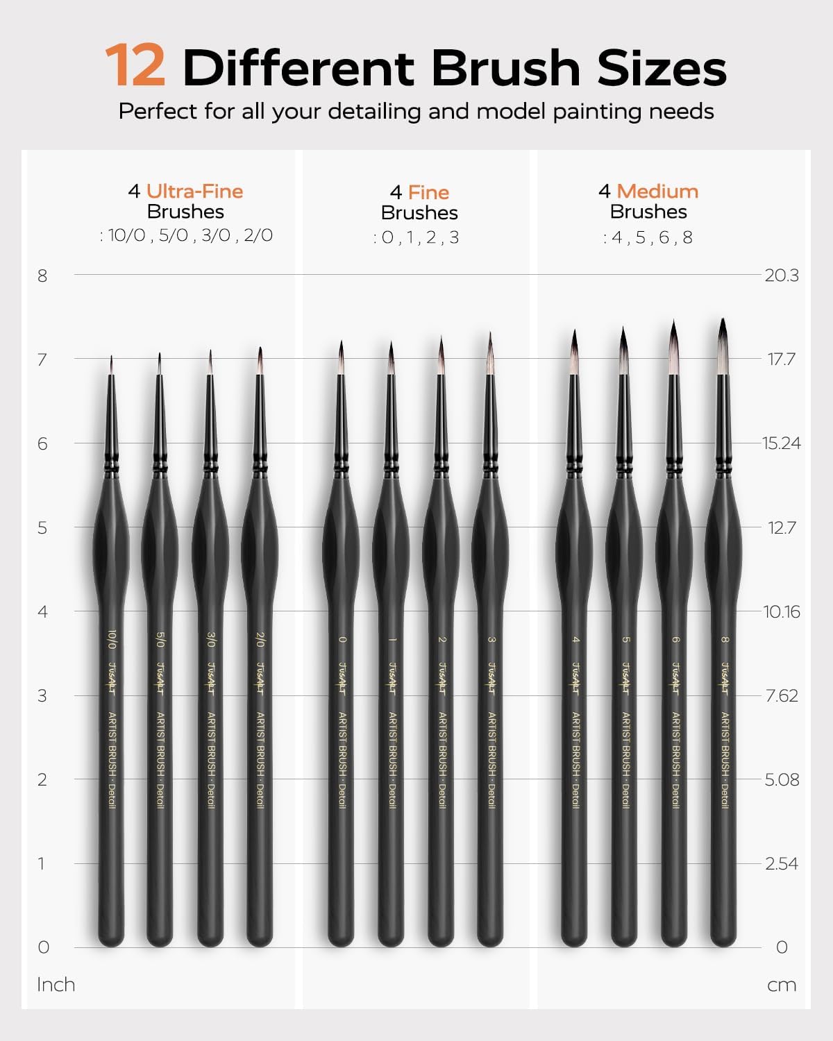 Thumbnail 2 de JUSART Miniature Paint Brushes, 12-Piece Set