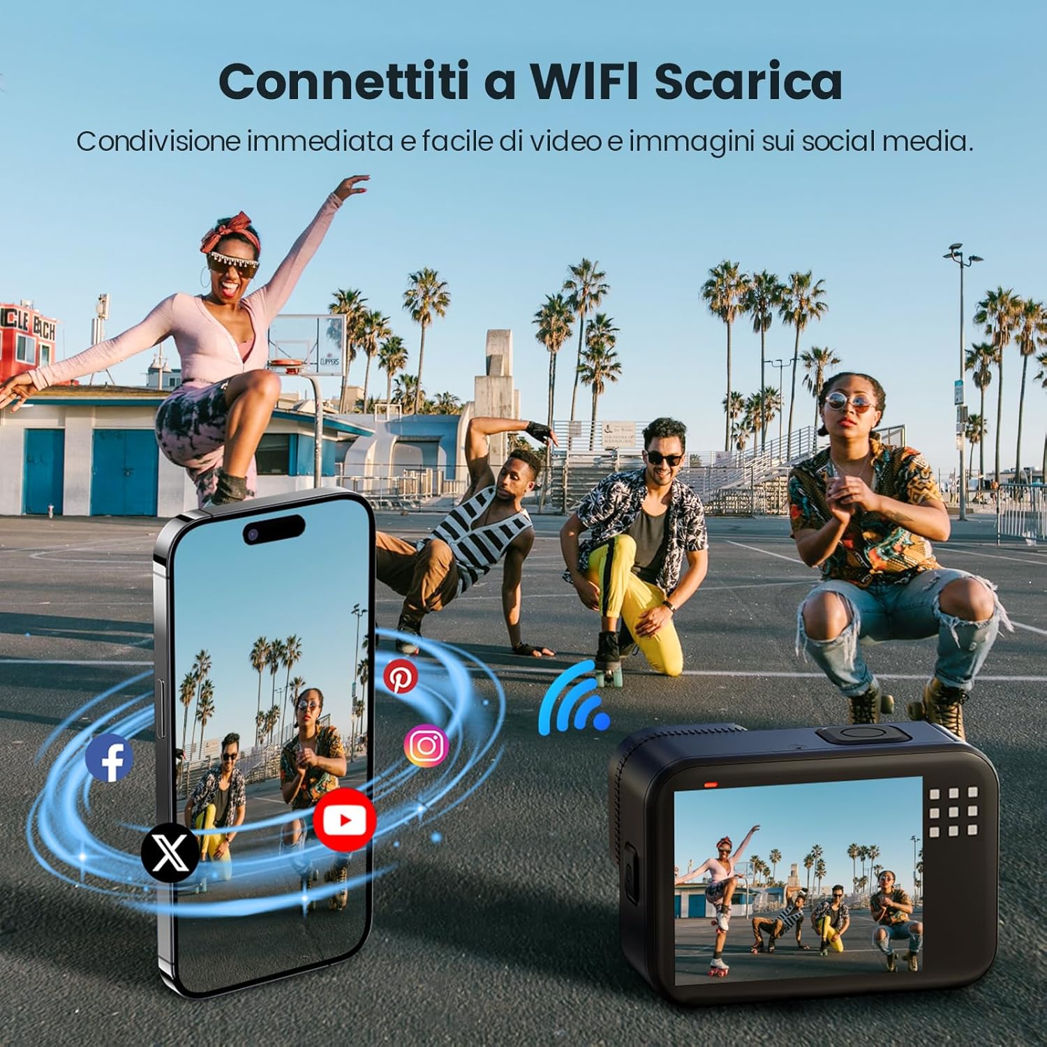 Detalle de Euorosi 4K 60FPS Action Cam con 64GB e Accessori: immersioni, casco e Wi‑Fi