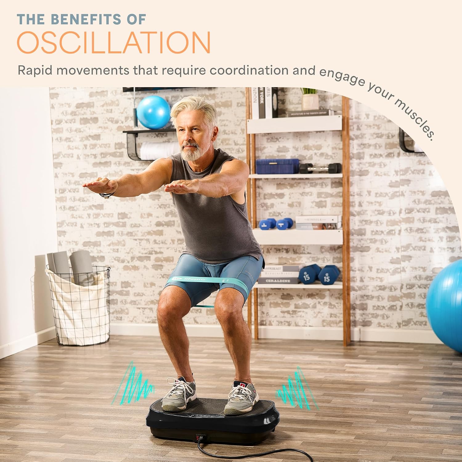 Detalle 2 de Lifepro LP-WVRM-BLK Waver Mini Vibration Plate, 200W, 99 Speeds, Remote