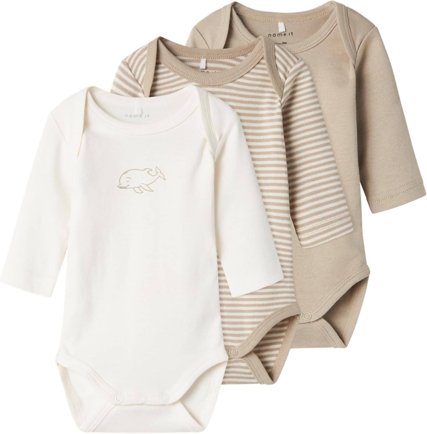 NAME IT Nbnbody 3p Ls Y/D Core 2 Noos – body a maniche lunghe unisex (confezione da 3)