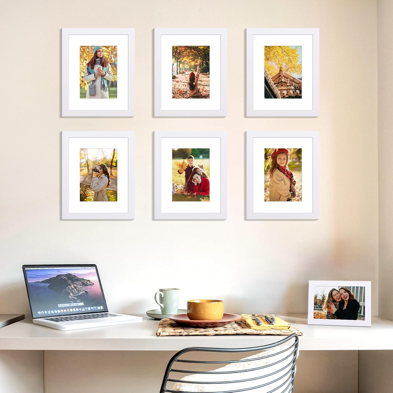 Detalle 2 de decorUhome 8x10 Picture Frame with Optional 5x7 Mat (White) — Wall & Tabletop Display