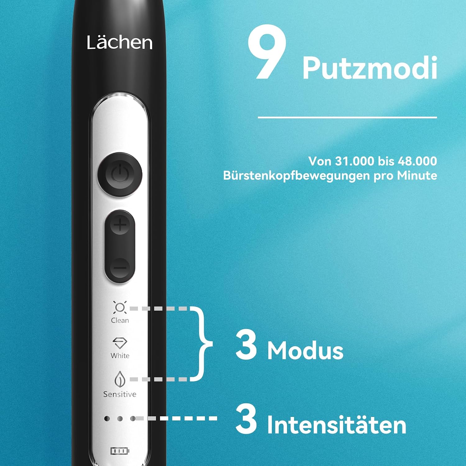 Detalle de Lächen Schallzahnbürste 4 Aufsteckbürsten