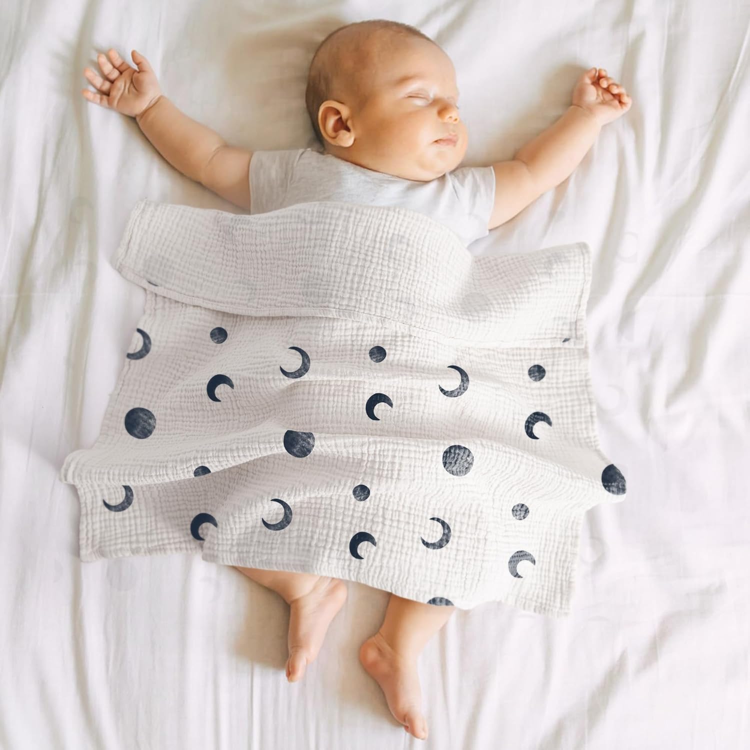 Thumbnail 6 de Susurration 60 x 60 cm 100% Cotton Baby Muslin Cloths (5 Pack) for Swaddling, Burping & Sensitive Skin