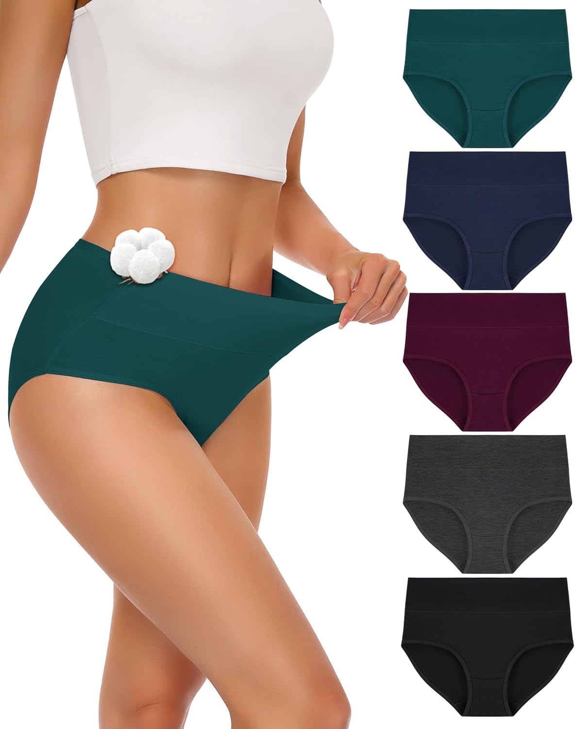Thumbnail 6 de SIMIYA 5 Pack Cotton Underwear for Women – High-Waisted Full Briefs