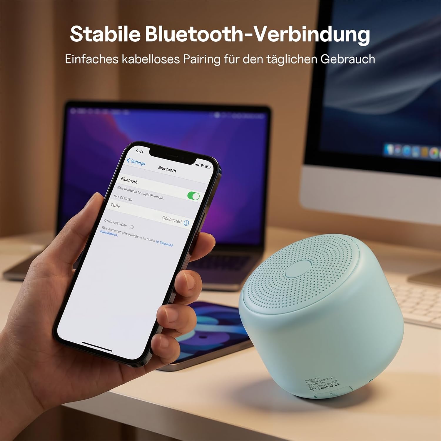 Detalle de Bobtot tragbarer Bluetooth-Lautsprecher (grün) mit Mikrofon, wasserdichtem Design und bis zu 15 Stunden Laufzeit