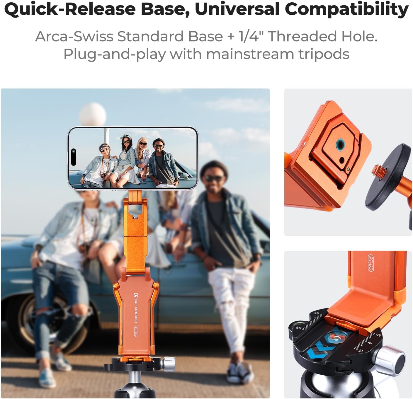 Thumbnail 6 de K&F CONCEPT Magnetic Phone Tripod, Orange