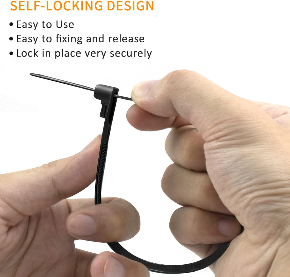 Thumbnail 2 de Wiederverwendbare Meccion Kabelbinder aus Nylon (PA66), 100 Stück – UV-beständig, 350 x 8 mm, schwarz