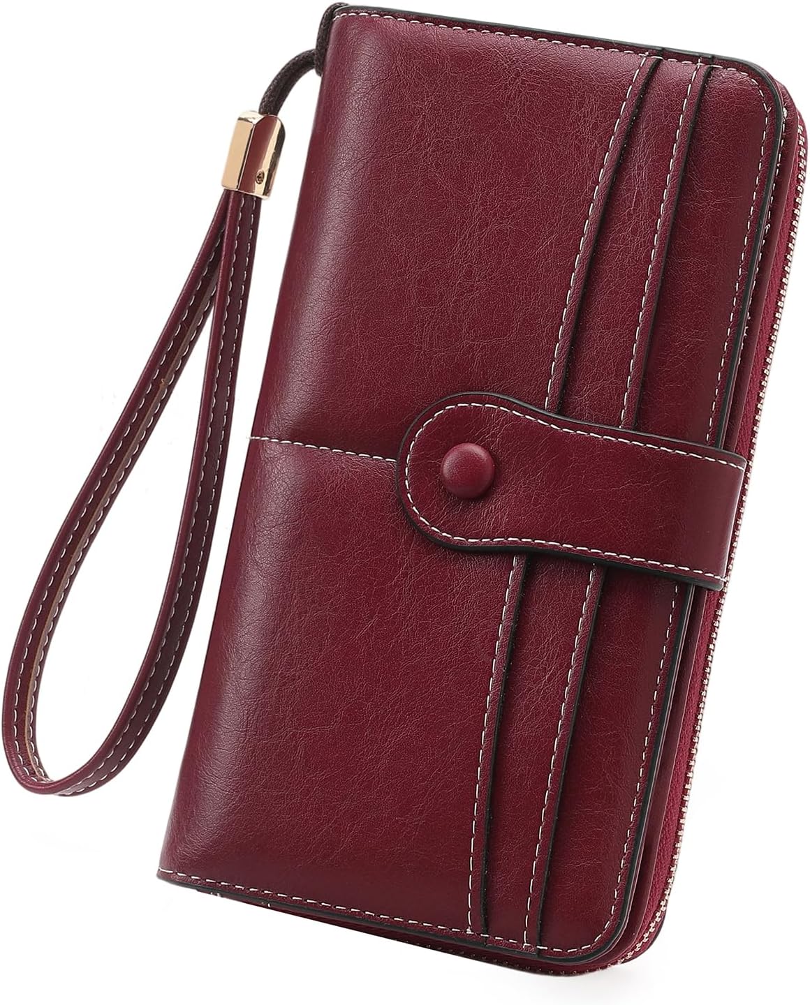 Thumbnail 6 de GOIACII Womens RFID Blocking Wallet: Large Bifold with 13 Cards, Double Zip, White/Brown
