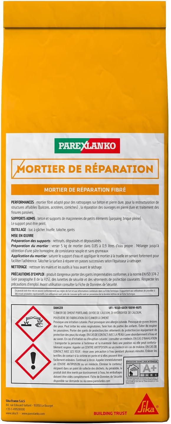 Thumbnail 1 de Parexlanko Mortier de Réparation Prêt à gâcher Fibré – Réparation nez de balcon, nez de marche, huisseries, rebouchage de saignées et fissures
