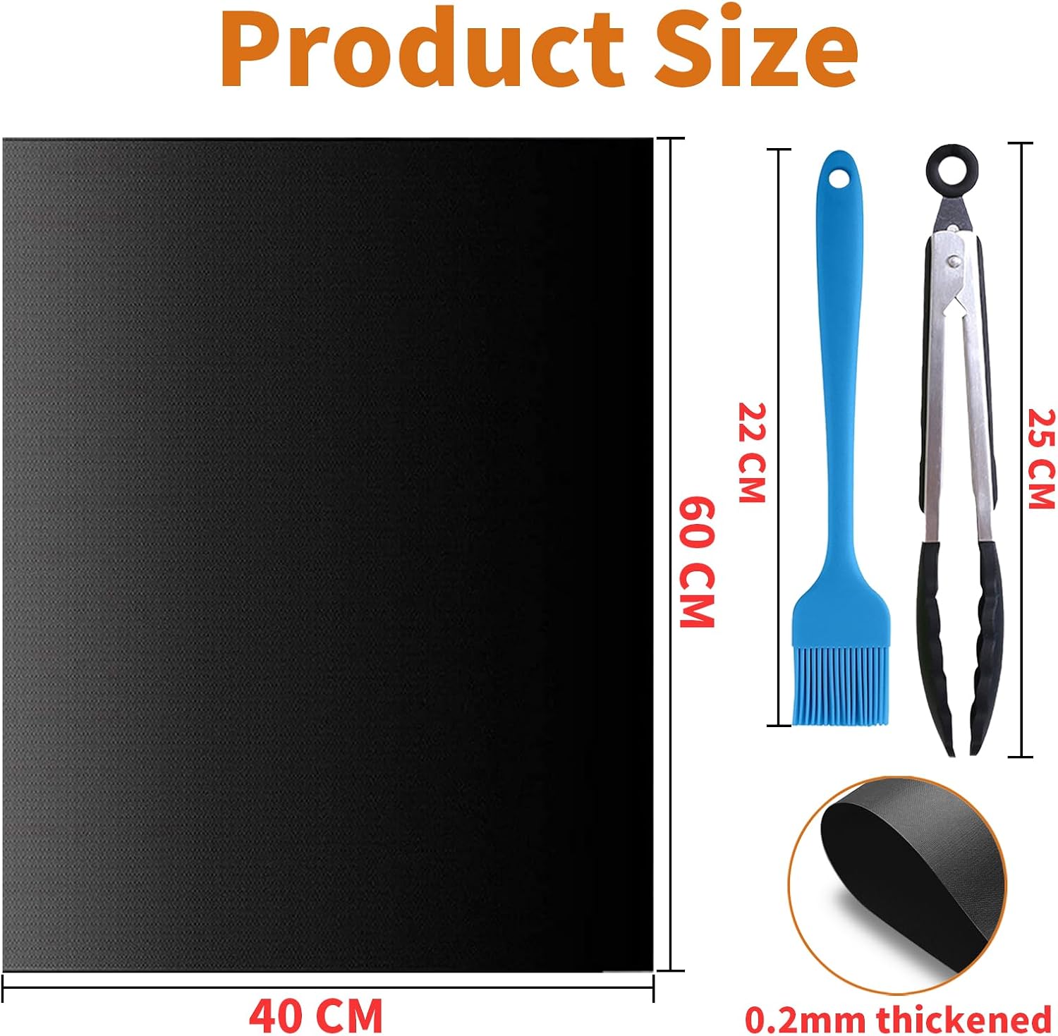 Detalle de GROFIS Set di 5 Tappetini Barbecue 60x40 cm: tappetini antiaderenti in teflon con accessori