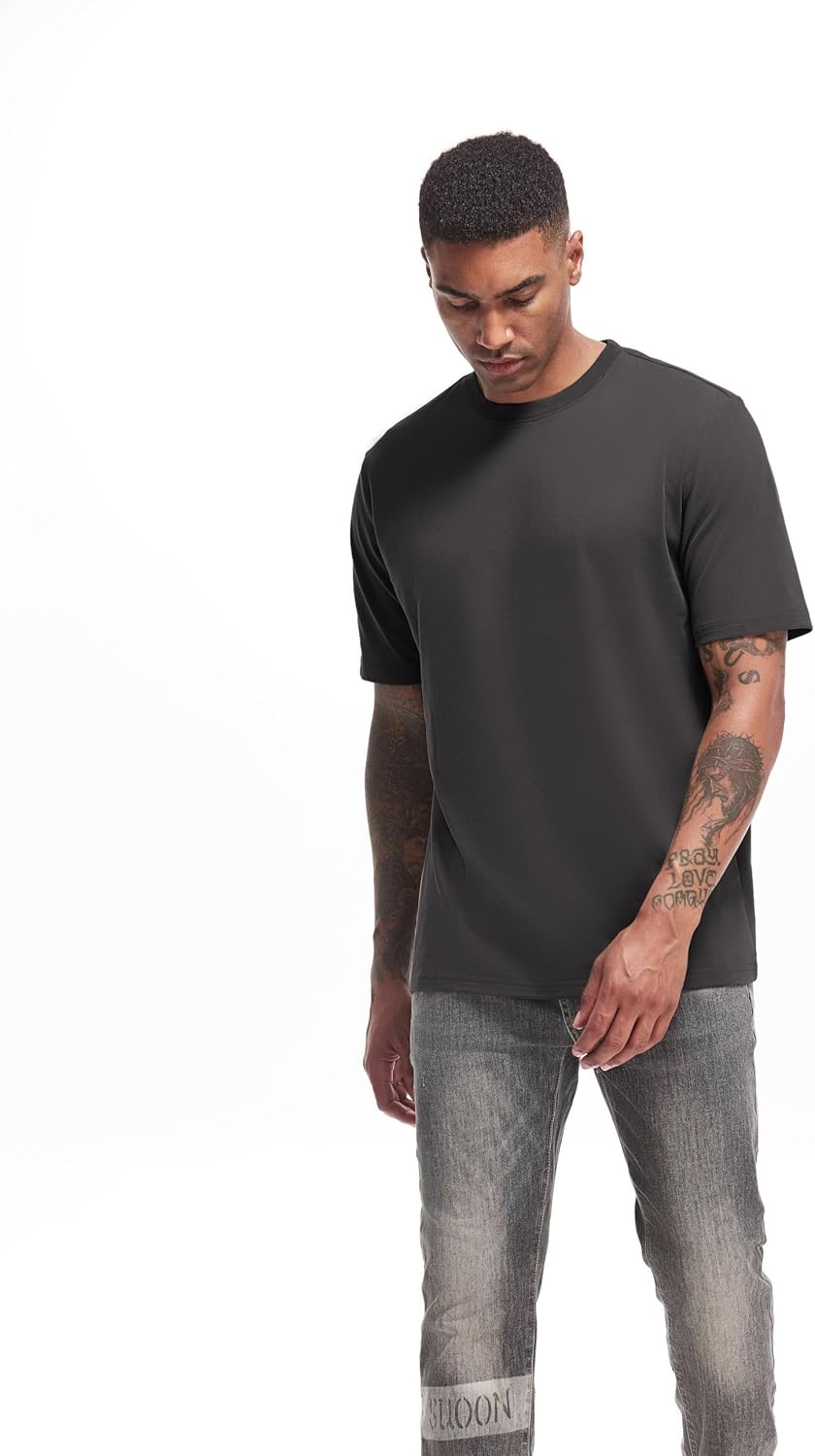 Detalle de VEIISAR Herren dickes Langarm-Rundhals-Shirt aus 100% Baumwolle (Heavy Duty, Pre-Shrink)