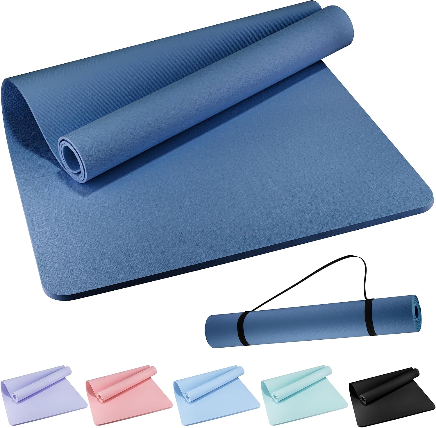 Detalle de Wimwum Extra Wide Yoga Mat, 72" x 32", 6mm TPE, Double-Sided Grip