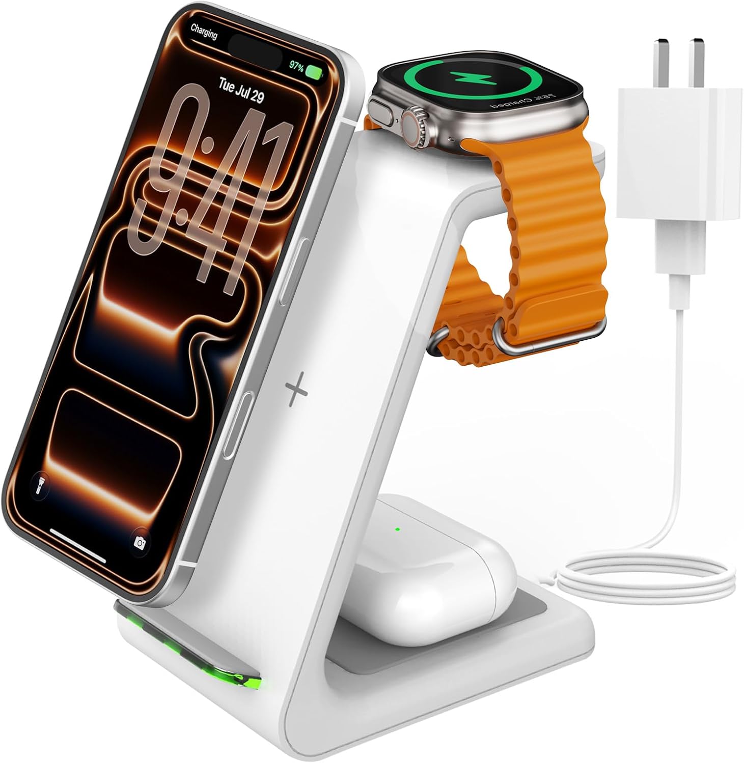 Detalle de JoyGeek 3-in-1 Wireless Charging Station for iPhone, Apple Watch & AirPods