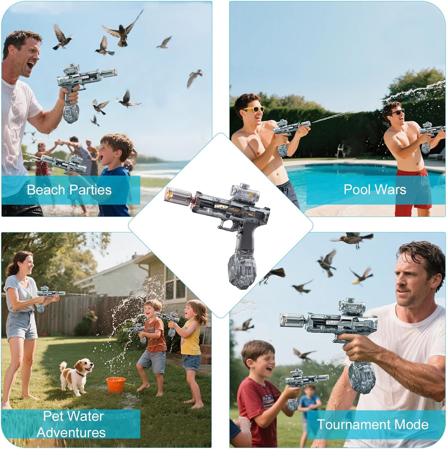 Thumbnail 5 de StimuVariety Electric Water Gun for Adults & Kids (Automatic Squirt Pistol, LED Lights) – Black