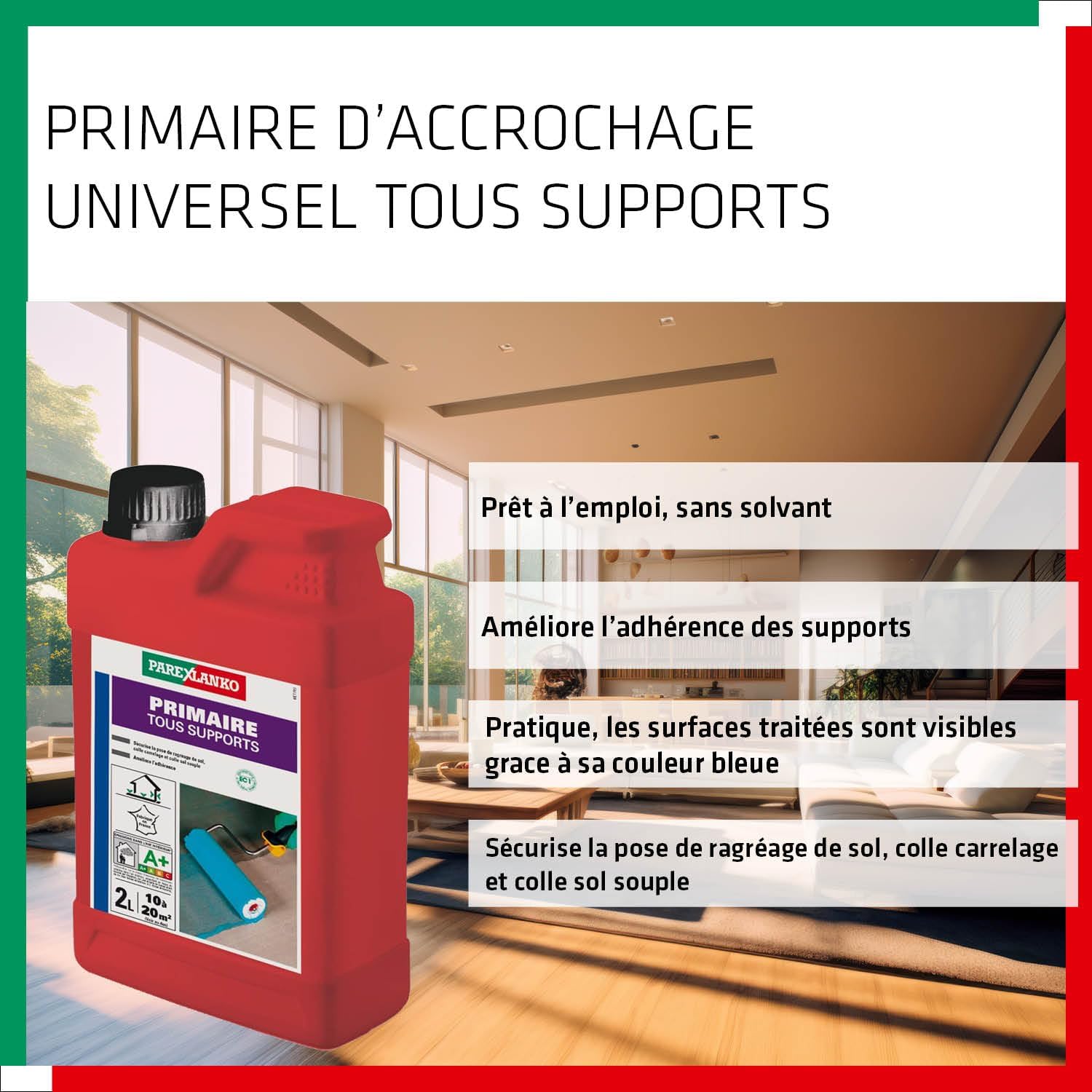 Thumbnail 2 de Parexlanko Primaire tous supports – Imprimación d’adhérence universelle, 2 l (Lot de 1), Bleu