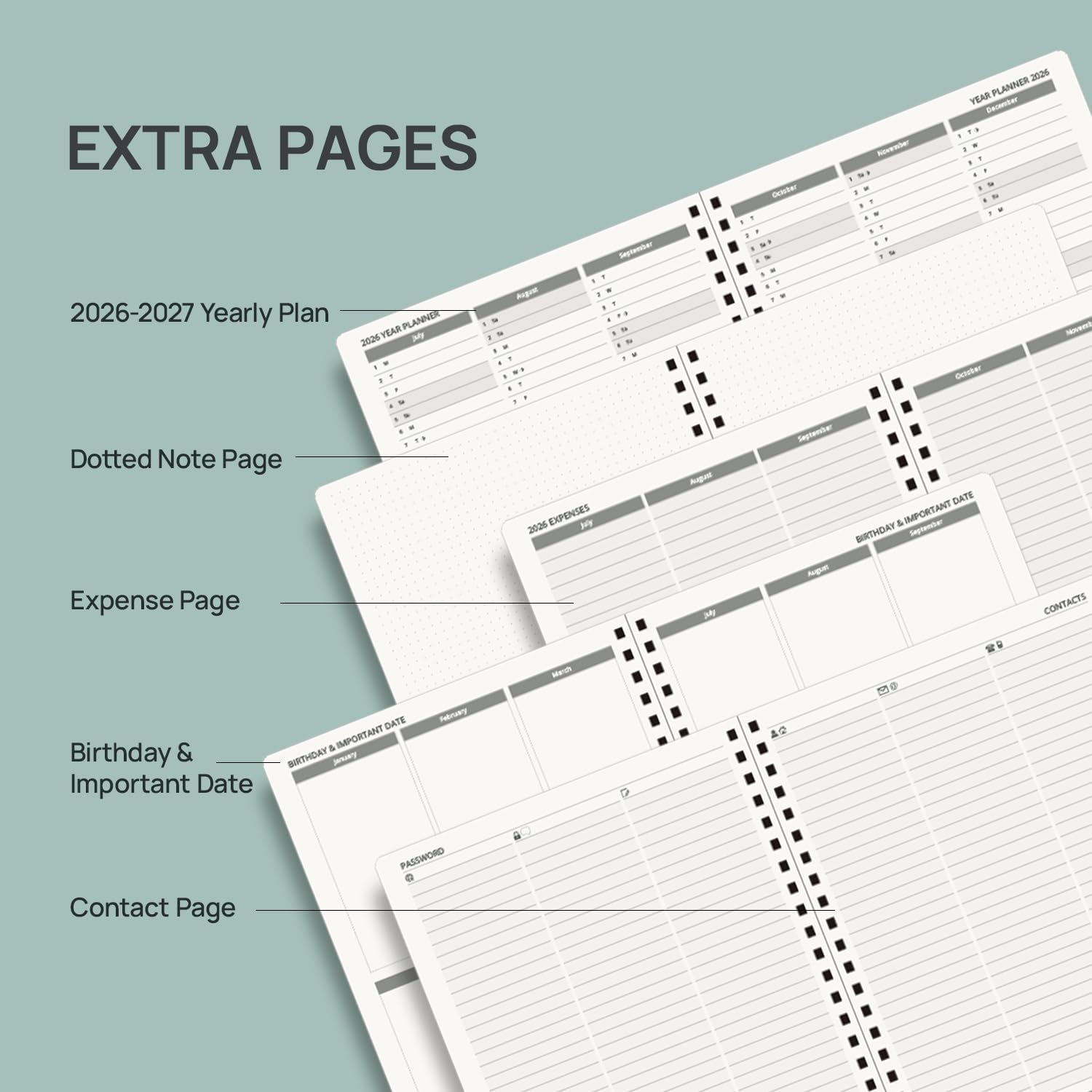 Thumbnail 4 de POPRUN 2026-2027 Weekly Planner, 8.5" x 10.5", Lilac, 100 GSM Paper
