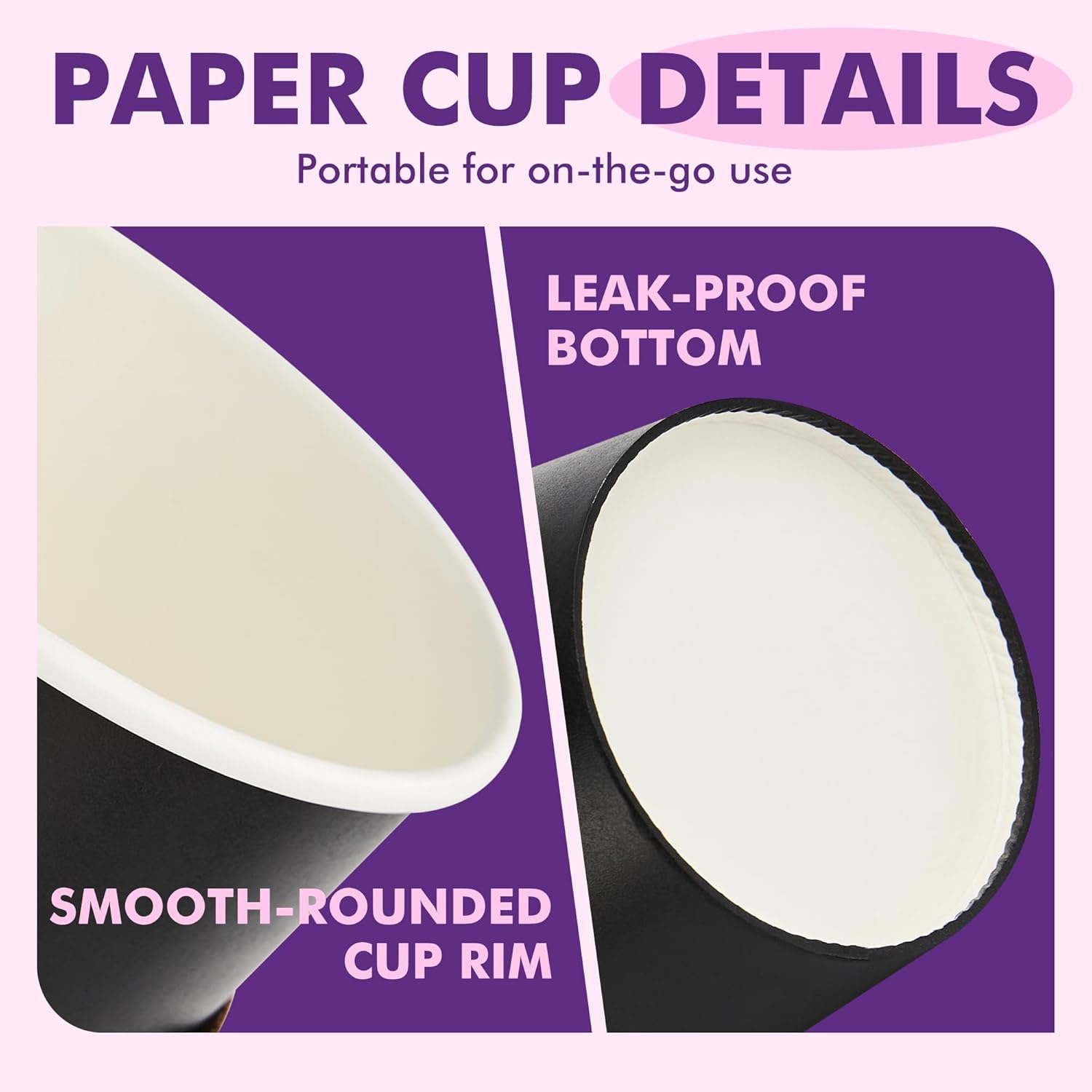 Detalle 2 de PACKINNO 12 oz 50 Count Black Disposable Cups with Lids, Sleeves, and Straws (All-in-One)
