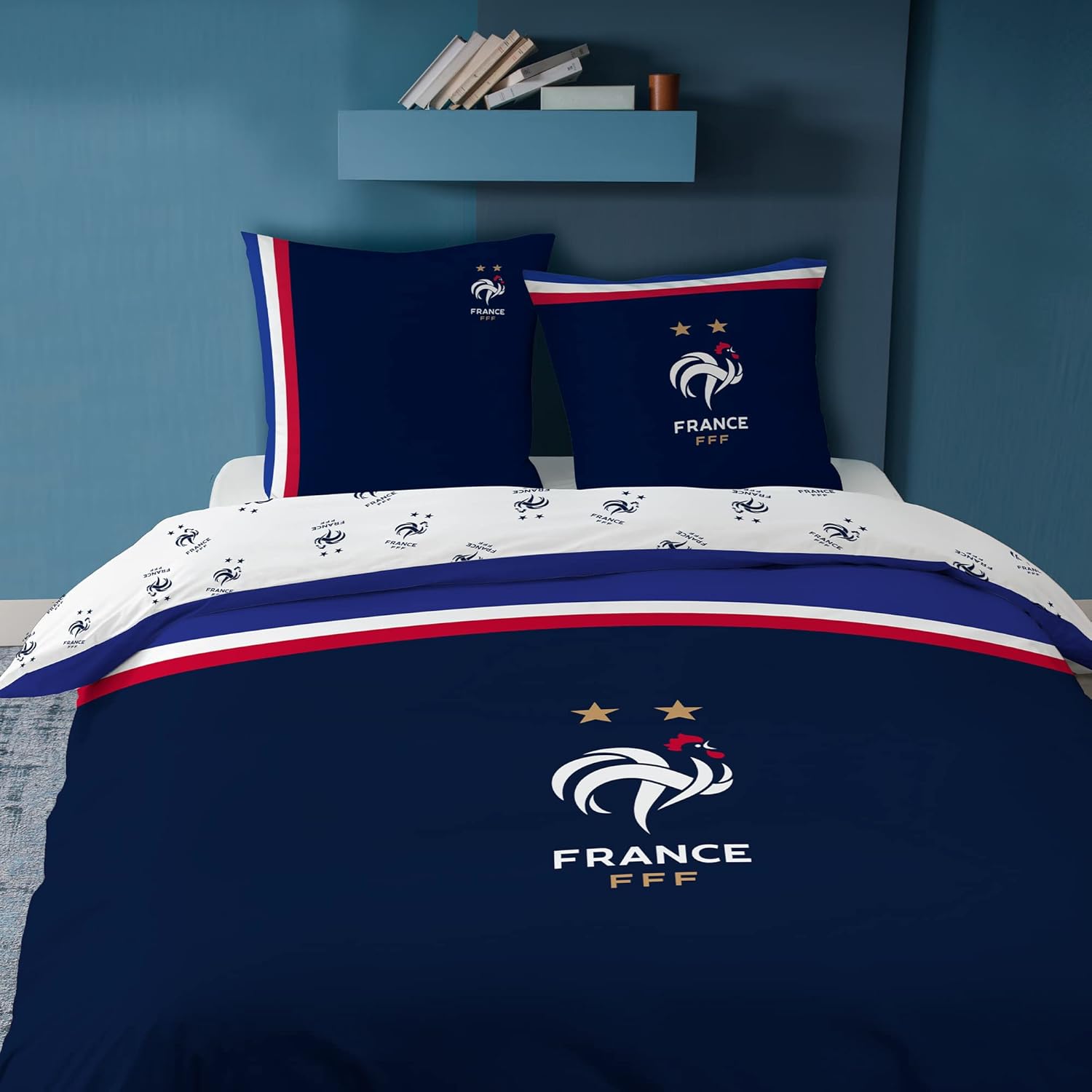 Thumbnail 3 de FFF Drapeau Parure de Lit Enfant en coton 100% – Bleu Marine, imprimé FFF et revers graphique