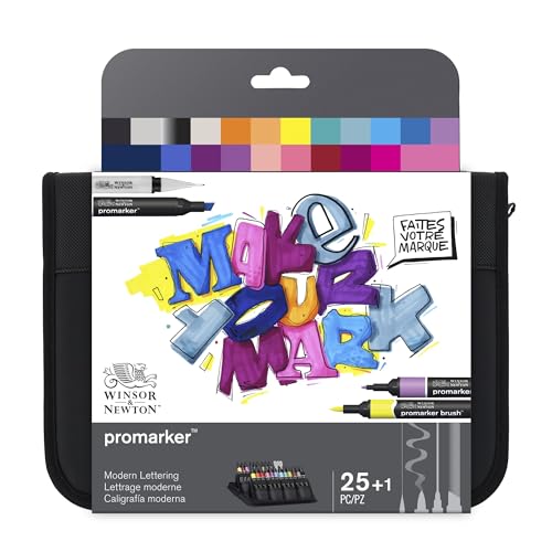 Detalle de Winsor & Newton Promarker & Fineliner — Set caligrafía 26 ✏
