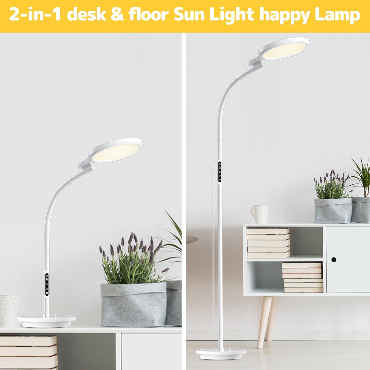 Detalle 2 de Devowellte DEE-CA-YXLDGLD01 UV-Free 10,000 Lux Floor and Desk Lamp