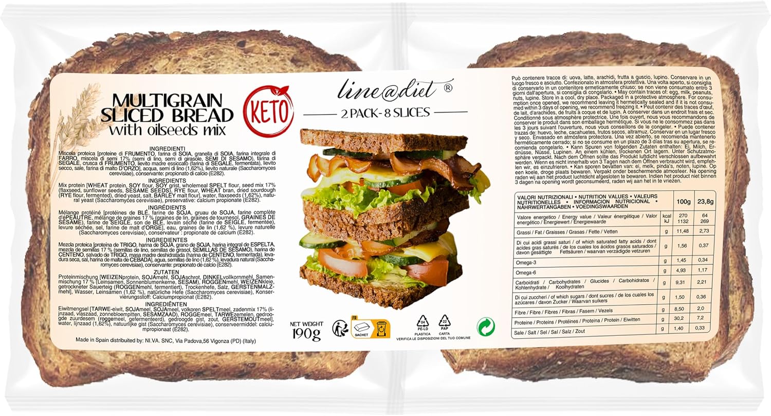 Detalle de Pane bauletto BIANCO KETO PROTEICO Line@diet – 30% proteine, low carb