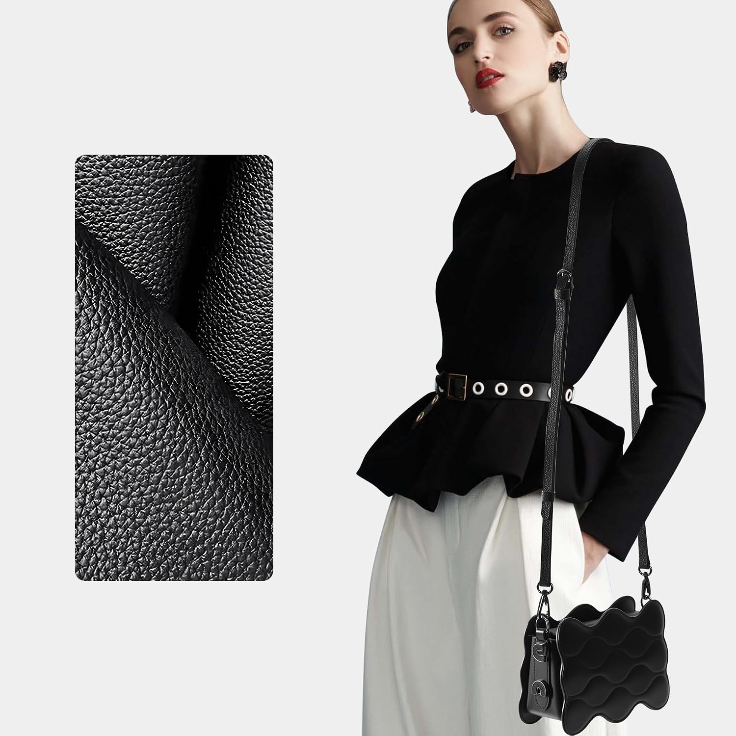 Thumbnail 5 de SEAVILIA Adjustable PU Leather Purse Strap, 0.47-Inch Thin Black Crossbody Strap