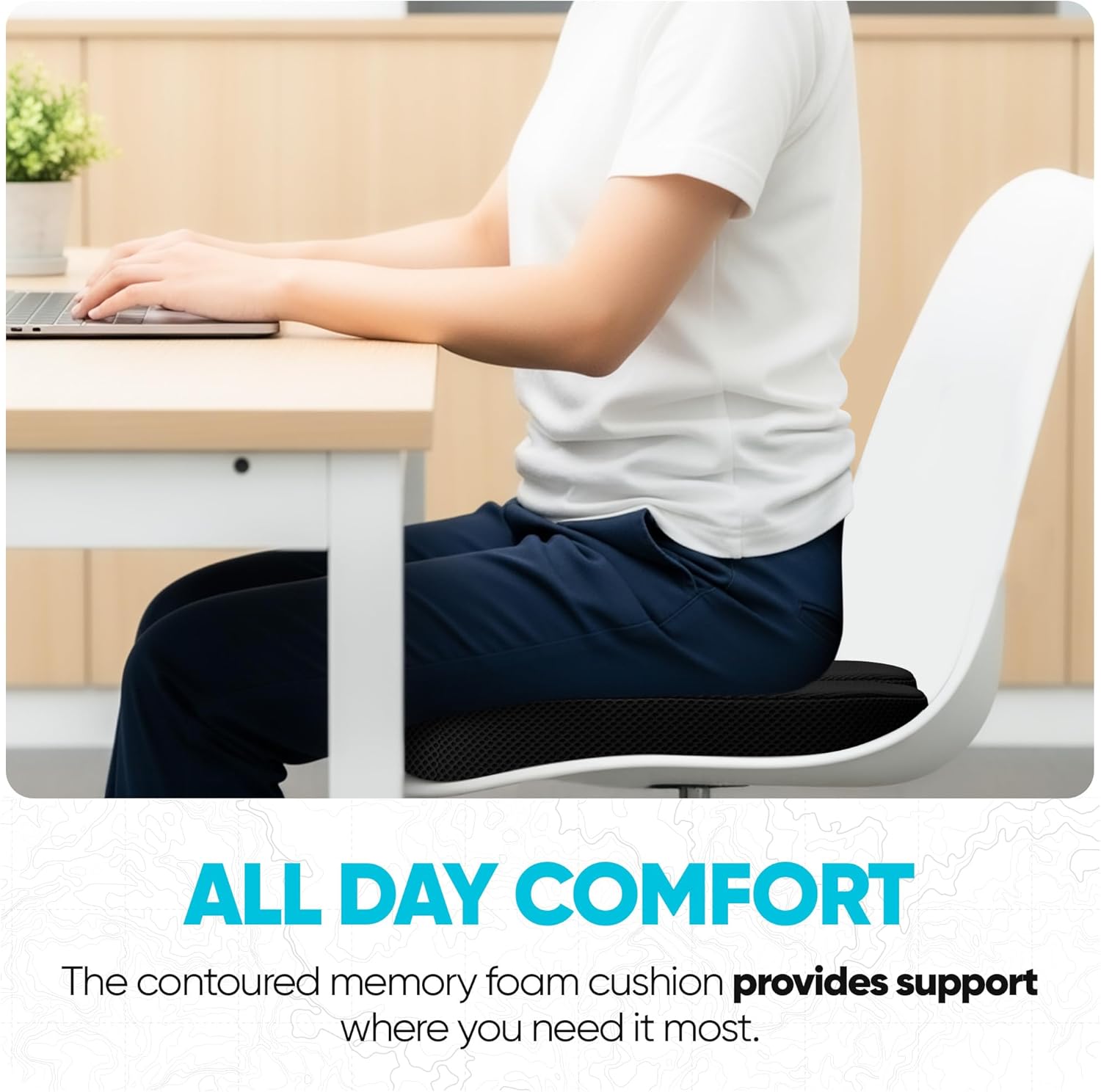 Thumbnail 3 de FORTEM Office Chair Cushion (Memory Foam) XL – non-slip seat cushion with washable cover