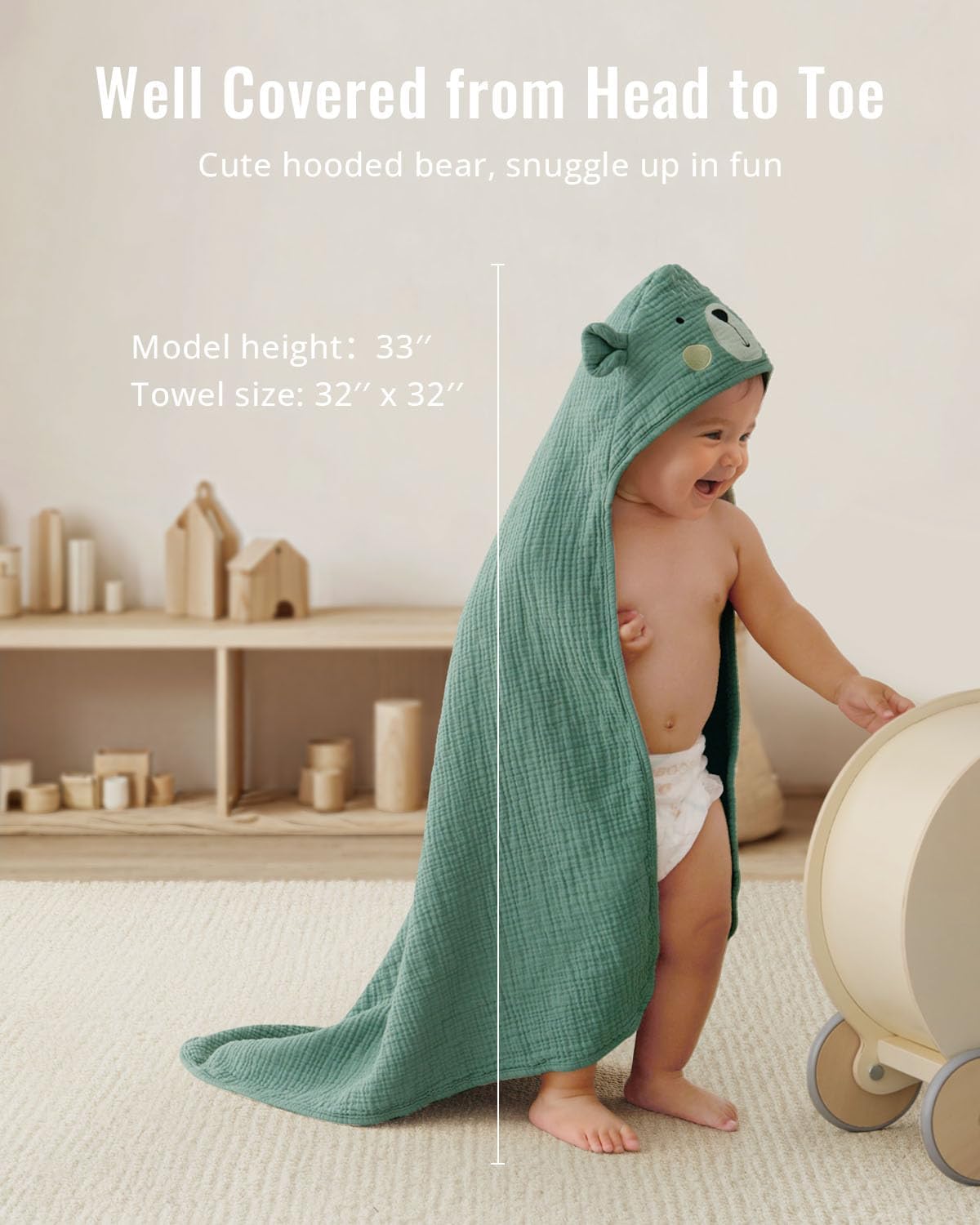Thumbnail 3 de Blissful Diary Muslin Baby Hooded Towel 2 Pack – Soft, Absorbent & Unisex