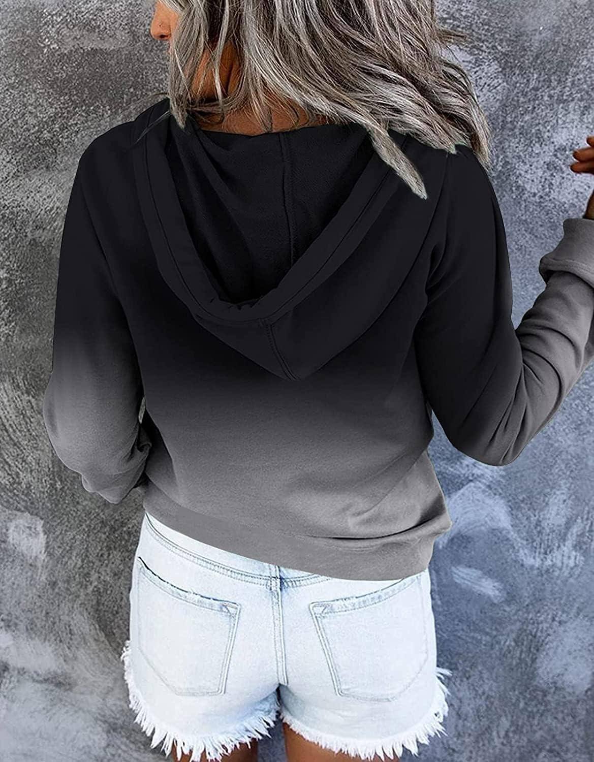 Detalle de KISSMODA Women's V-Neck Button-Down Hoodie Sweatshirt for Fall and Winter
