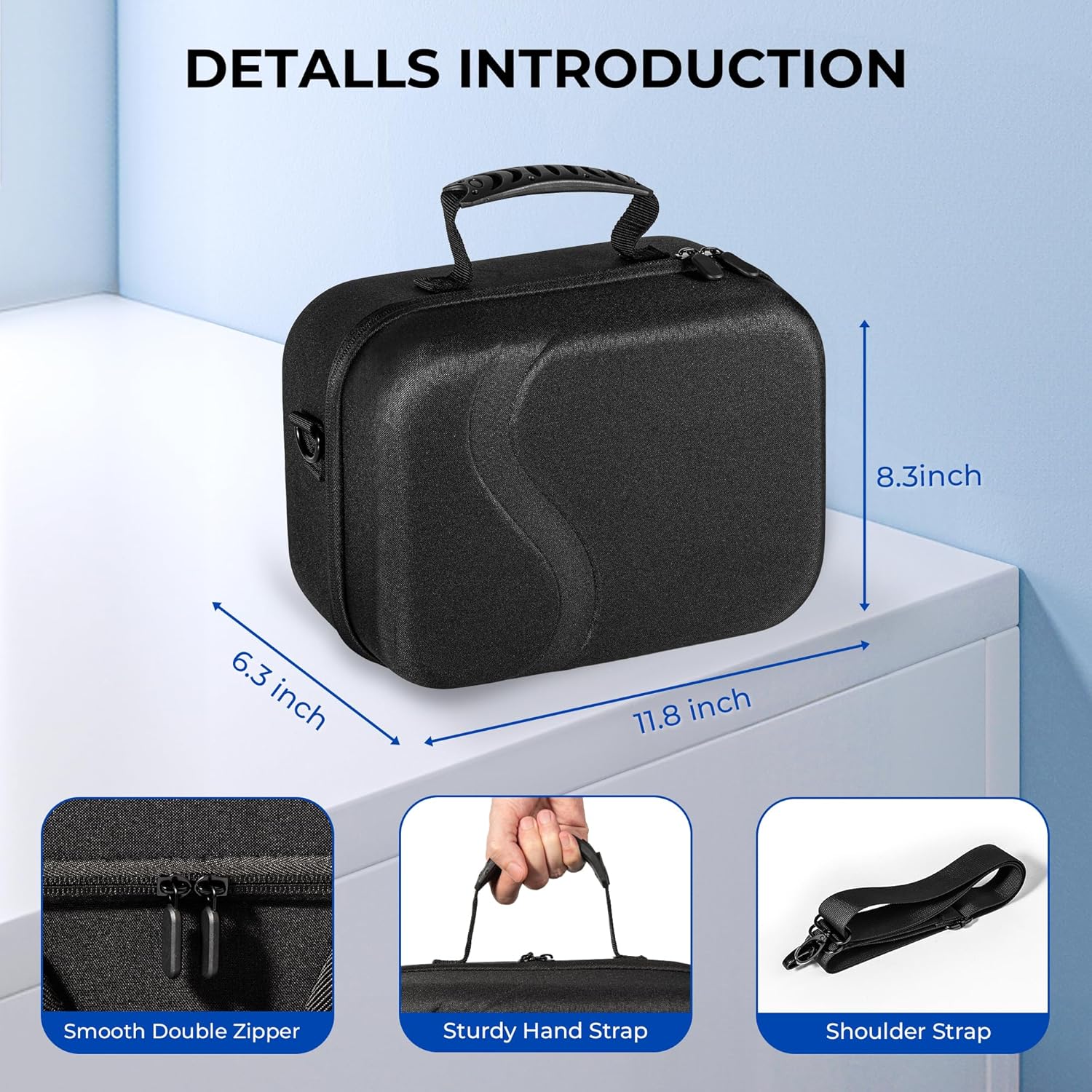 Detalle de DEVASO große Tasche für Meta Quest 3 – Hartschalen-Reisetasche für Elite Strap, Controller und Zubehör