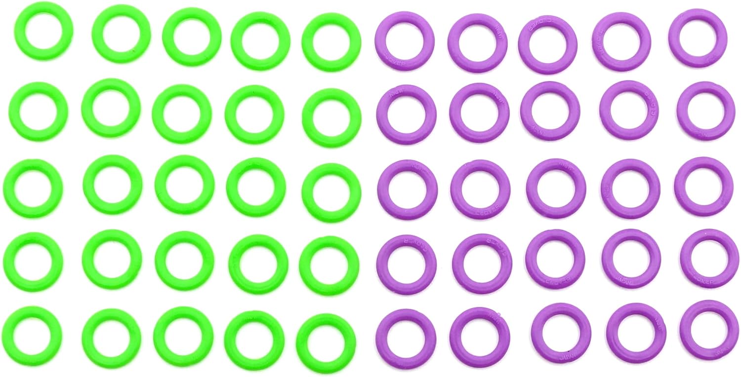 Thumbnail 6 de Clover Soft Stitch Ring Markers Violet/Vert – lots de 10 petits et 20 grands anneaux