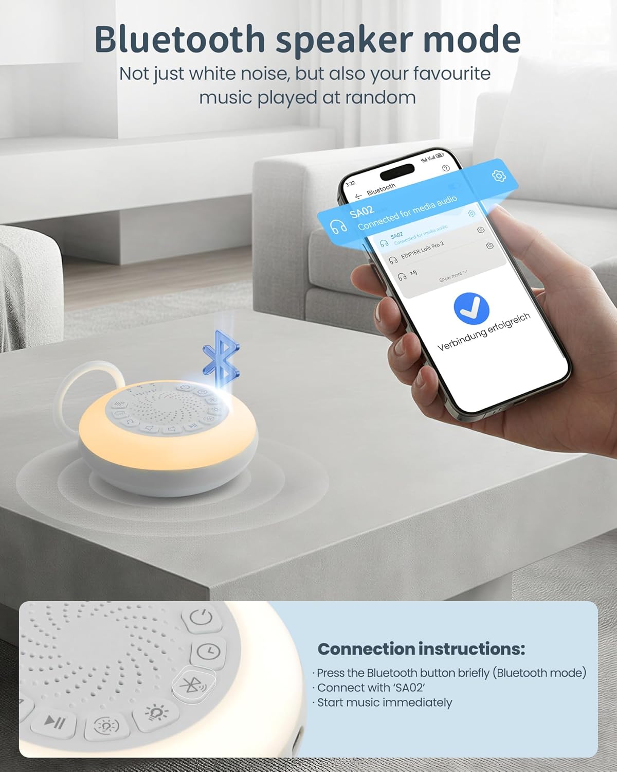 Thumbnail 3 de Nixtrve Macchina del rumore bianco per neonato con luce notturna dimmerabile, 30 suoni e Bluetooth