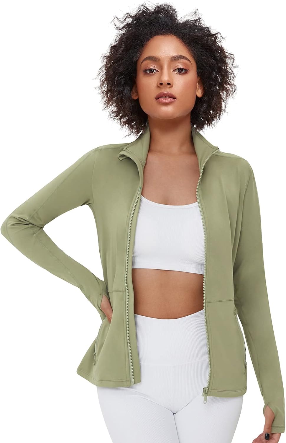 Thumbnail 2 de VUTRU Damen Laufjacke mit hohem Kragen, Daumenlöchern und durchgehendem Reißverschluss