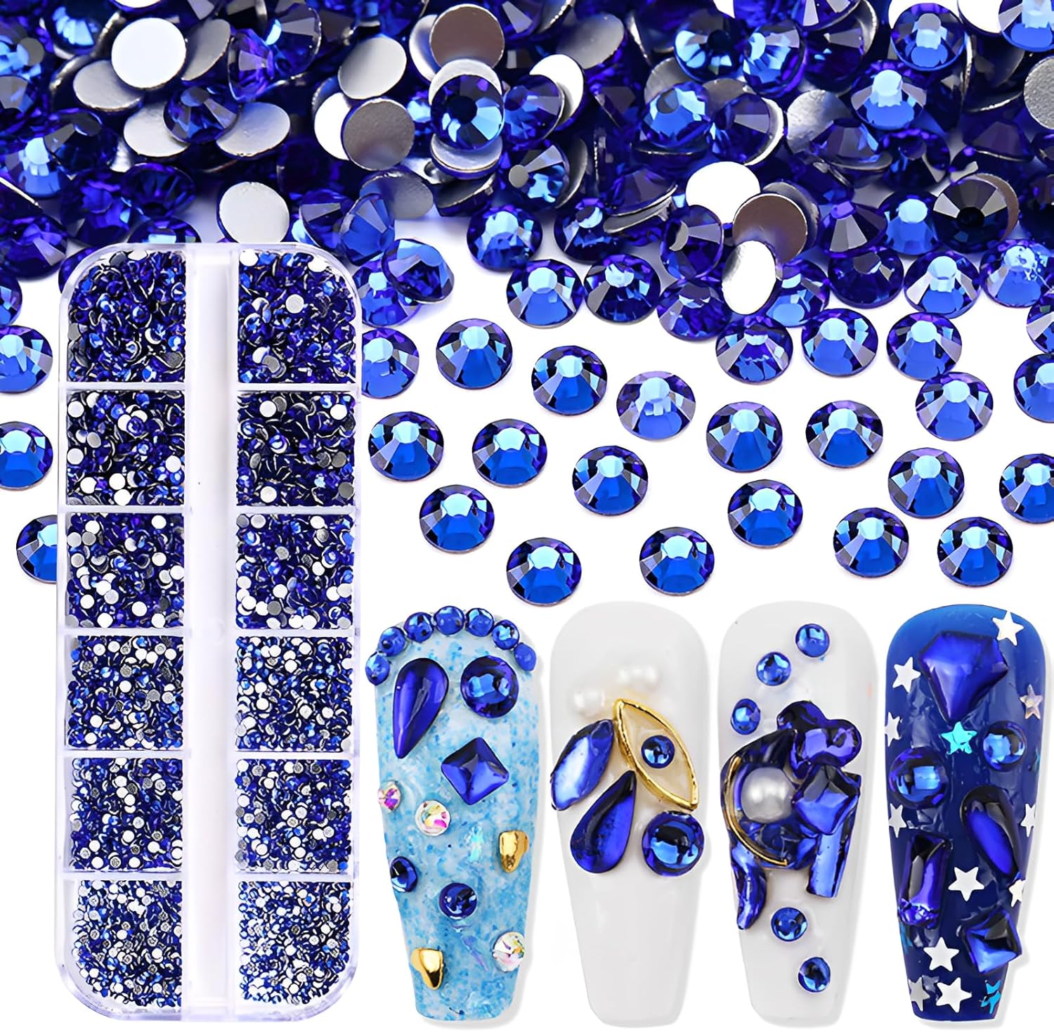 Thumbnail 3 de Jollin 120 Strasssteine mit flacher Rückseite (Glas) für Nailart – 12 Formen, Kristall AB