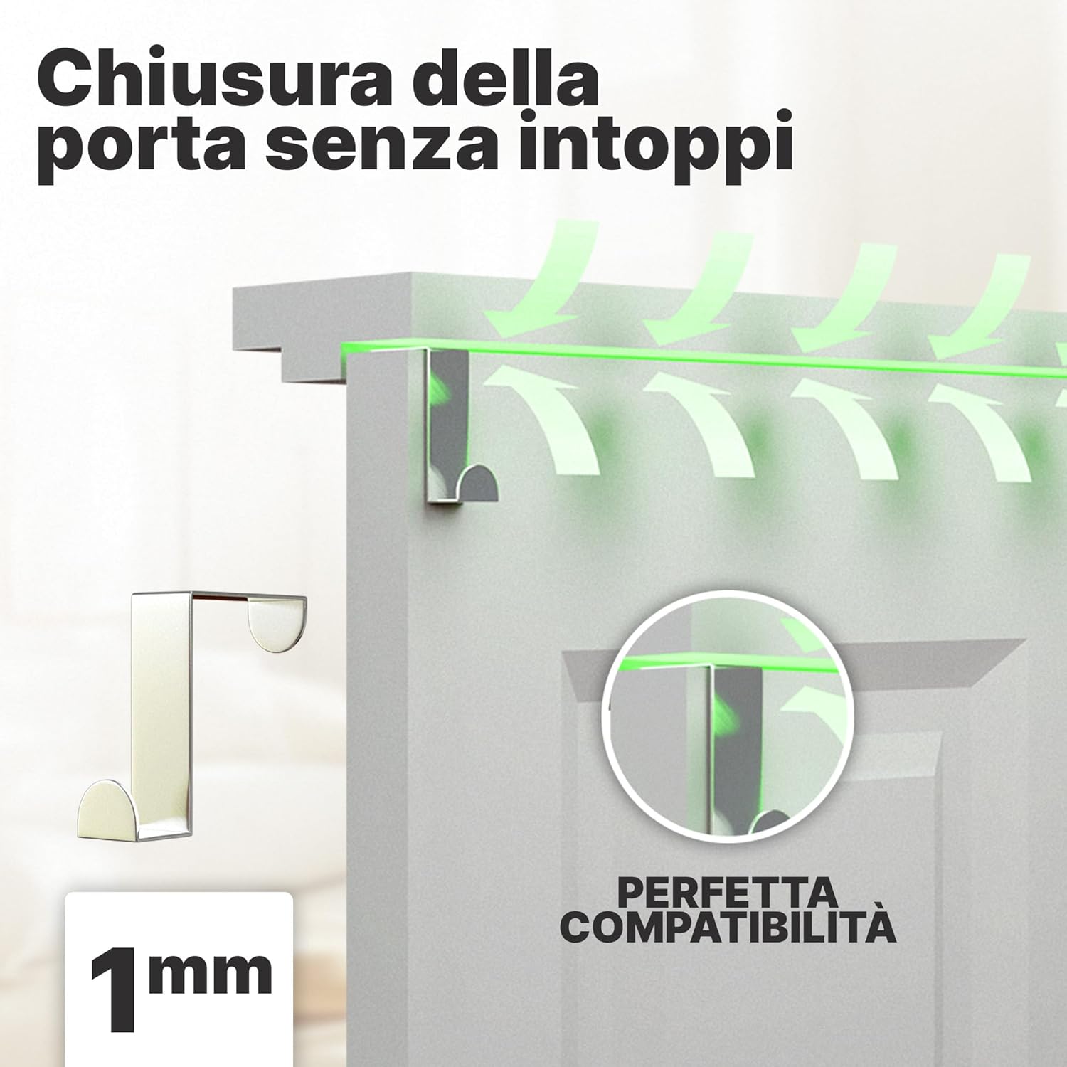Detalle de Minismus Confezione di 4 Porta Ganci – Attaccapanni a Gancio in Acciaio Inox, da Porta, Può Essere Usato Singolarmente (Plata)